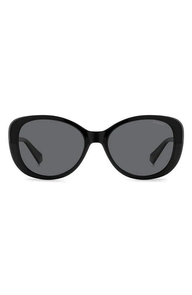 Polaroid 55mm Polarized Round Sunglasses in /Gray Polarized at Nordstrom