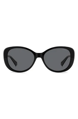 Polaroid 55mm Polarized Round Sunglasses in /Gray Polarized at Nordstrom