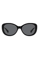 Polaroid 55mm Polarized Round Sunglasses in /Gray Polarized at Nordstrom