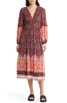 KOBI HALPERIN Skye Mixed Floral Long Sleeve Dress in Black Multi at Nordstrom, Size Xx-Large