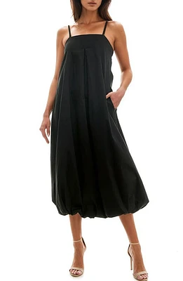 Socialite Straight Across Bubble Hem Midi Dress Black at Nordstrom,