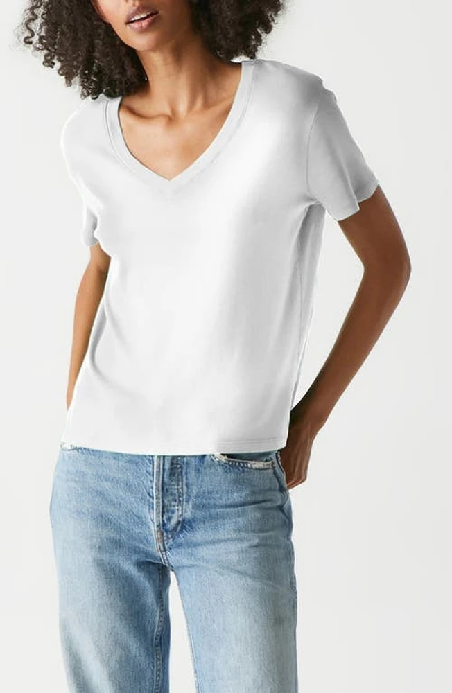 Michael Stars Dylan Classic V-Neck Shirt in White at Nordstrom