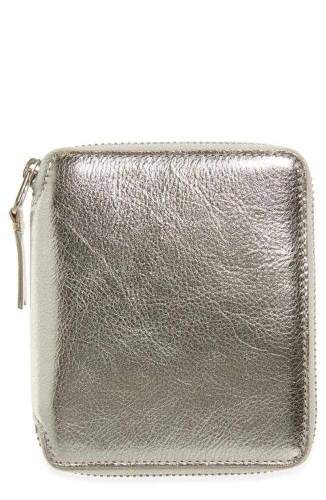 Comme des Garçons Wallets Metallic Leather Wallet in Silver at Nordstrom