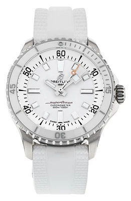 Watchfinder & Co. Breitling Preowned Superocean Automatic Rubber Strap Watch, 36mm in White at Nordstrom