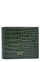 TOM FORD Croc Embossed Patent Leather Bifold Wallet in Rifle Green at Nordstrom