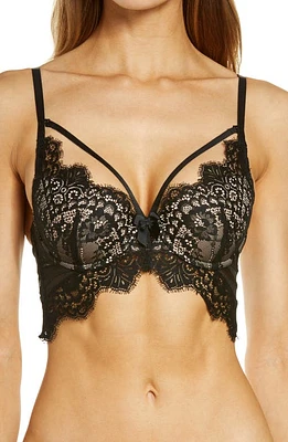 Hunkemöller Marilee Longline Lace Padded Underwire Bra Caviar at Nordstrom,