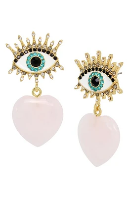 Kurt Geiger London Quartz Heart Evil Eye Drop Earrings in at Nordstrom