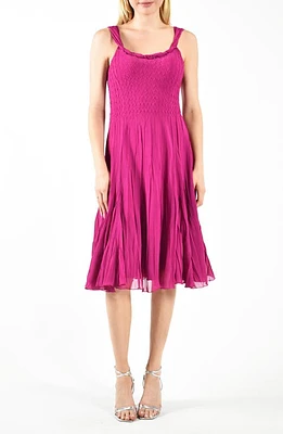 Komarov Scarf Charmeuse & Chiffon A-Line Cocktail Dress Magenta at Nordstrom,