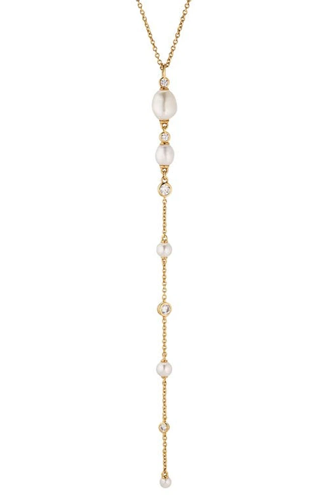 Nadri Siren Cultured Pearl Layered Y-Necklace in Gold at Nordstrom