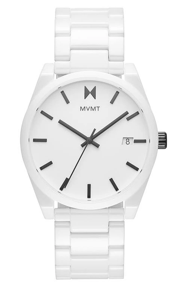 MVMT WATCHES Element Ceramic Bracelet Watch, 43mm in White at Nordstrom