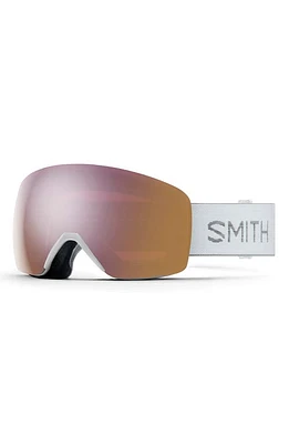 Smith Skyline 157mm ChromaPop Snow Goggles in White/Chromapop Rose Gold at Nordstrom