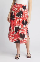 Masai Copenhagen Silja Print Drawstring Waist Midi Skirt Hibiscus at Nordstrom,