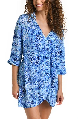 La Blanca Resort Cover-Up Wrap Dress Blue at Nordstrom,