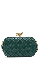 Bottega Veneta Knot Clasp Intrecciato Leather Minaudière in Emerald Green/Brass at Nordstrom