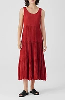 Eileen Fisher Tiered Pleated Silk Midi Dress at Nordstrom