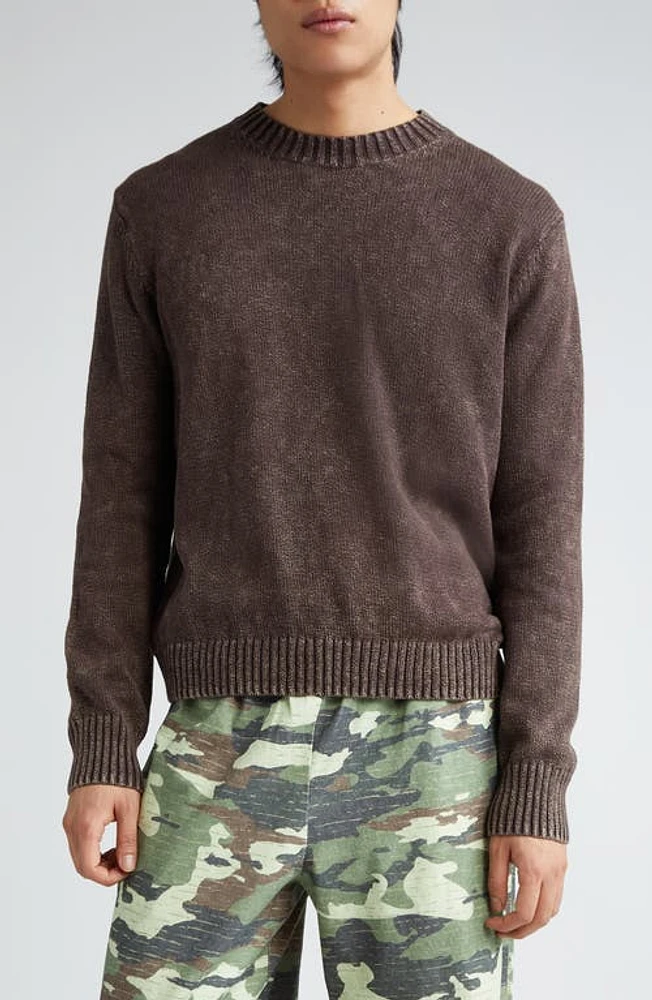 Acne Studios Acid Wash Organic Cotton Sweater Coffee Brown at Nordstrom,