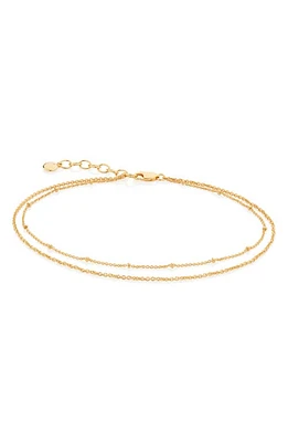 Monica Vinader Beaded Double Strand Anklet in Yellow Gold at Nordstrom