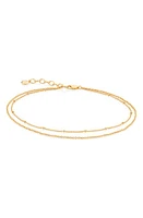 Monica Vinader Beaded Double Strand Anklet in Yellow Gold at Nordstrom