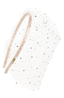 Eugenia Kim Crystal Veil Satin Headband in Blush at Nordstrom