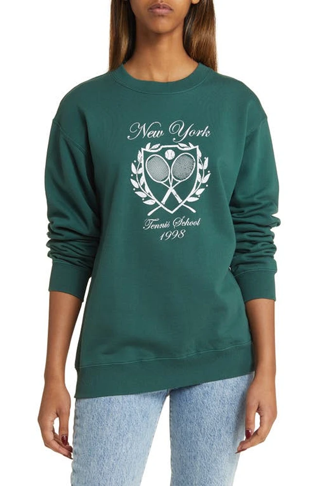 GOLDEN HOUR New York Fleece Cotton Blend Sweatshirt Green at Nordstrom,