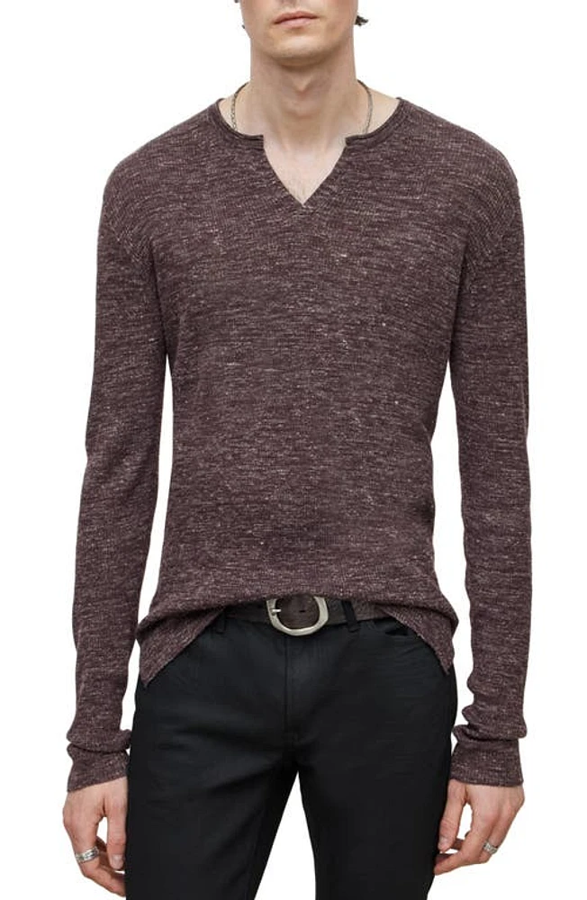 John Varvatos Travis Rib Split Neck Henley Licorice at Nordstrom,