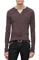 John Varvatos Travis Rib Split Neck Henley Licorice at Nordstrom,