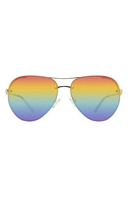 Kurt Geiger London 60mm Aviator Sunglasses in Gold Black/Rainbow at Nordstrom