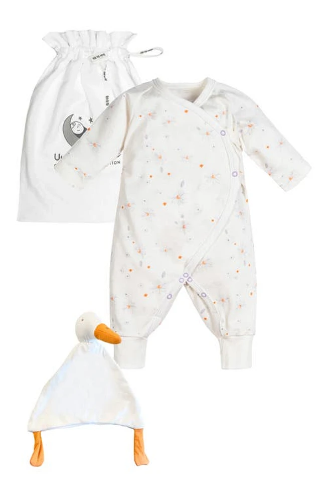 Under the Nile Floral Print Organic Cotton One-Piece Pajamas & Toy Set in Multi at Nordstrom