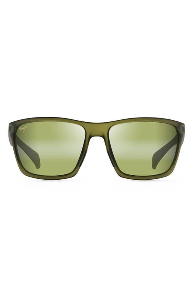 Maui Jim Makoa 59mm Polarized Sport Sunglasses in Trans Khaki Green at Nordstrom