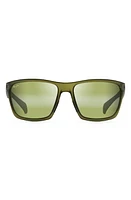 Maui Jim Makoa 59mm Polarized Sport Sunglasses in Trans Khaki Green at Nordstrom