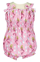 Rachel Riley Mermaid Print Bubble Romper Pink at Nordstrom,