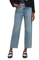 MANGO Raw Hem Crop Straight Leg Jeans Medium Blue at Nordstrom,