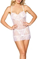 Dreamgirl Lace Chemise & G-String Set White at Nordstrom,