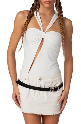 EDIKTED Nerida Asymmetric Cutout Bodysuit White at Nordstrom,