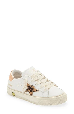 Golden Goose Kids' May Genuine Calf Hair Low Top Sneaker White/Beige Brown Leo at Nordstrom,