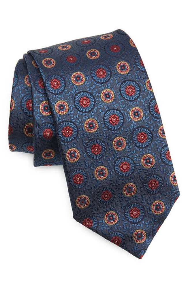 Canali Medallion Silk Tie in Dark Blue at Nordstrom