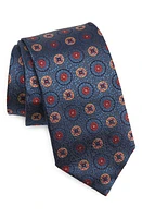 Canali Medallion Silk Tie in Dark Blue at Nordstrom