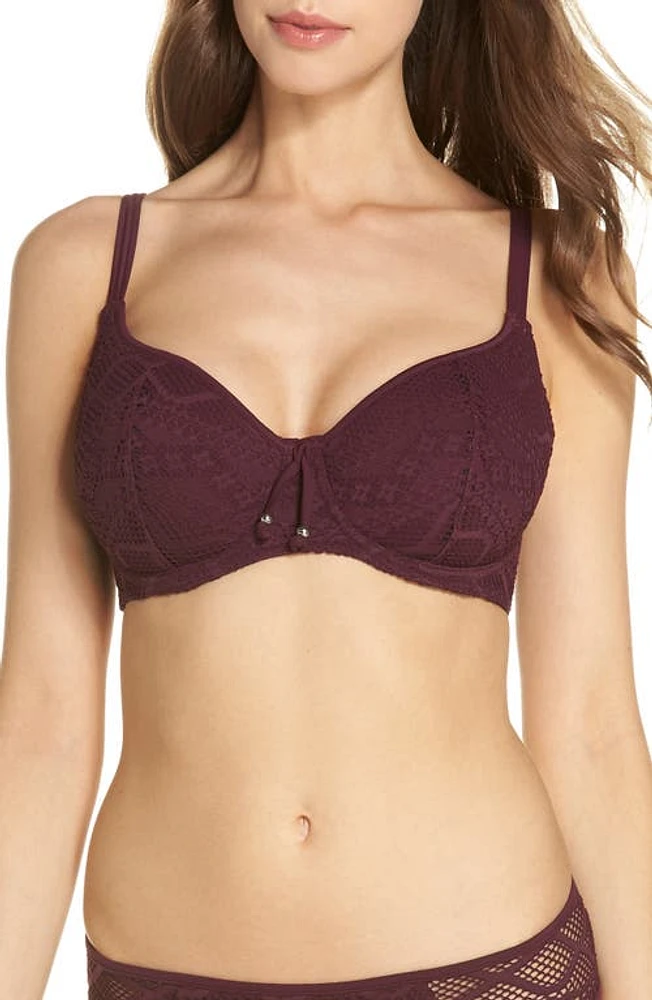 Freya Underwire Sweetheart Bikini Top in Black Cherry at Nordstrom, Size 30F