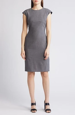 BOSS Cap Sleeve Wool Sheath Dress Anthracite Melange at Nordstrom,