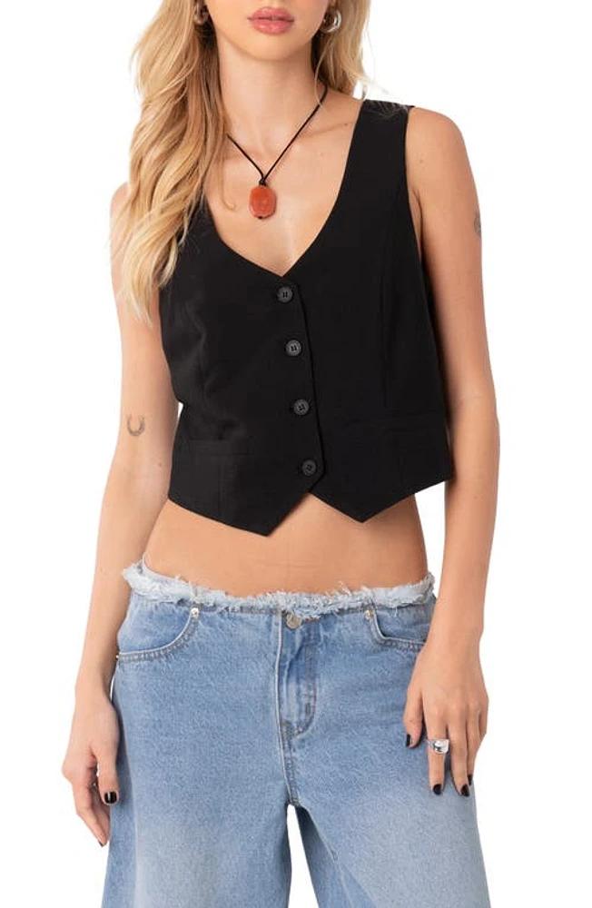 EDIKTED Gigi Crop Vest Black at Nordstrom,