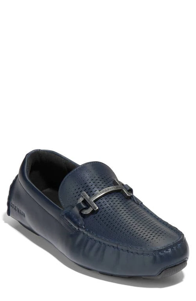 Cole Haan Grand Laser Bit Driving Loafer Navy Blazer /Black at Nordstrom,