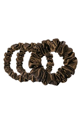 Black Slipsilk 3-Pack Silk Scrunchies Set in Dark Brown at Nordstrom