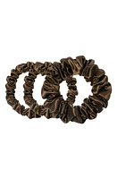 Black Slipsilk 3-Pack Silk Scrunchies Set in Dark Brown at Nordstrom