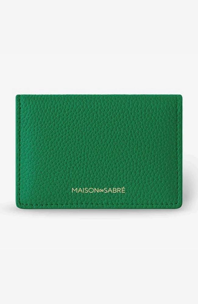 MAISON de SABRÉ Leather Card Case in Emerald Green at Nordstrom