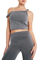 Good American Sandwash Twist Strap Crop Tank Carbon003 at Nordstrom,