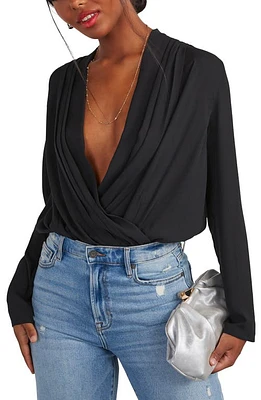 VICI Collection Attraction Surplice Neck Bodysuit Black at Nordstrom,