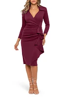 Xscape Evenings Ruffle Scuba Crepe Faux Wrap Midi Dress at Nordstrom,