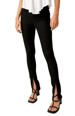 Free People Double Dutch Pull-On Slit Hem Jeans in Licorice at Nordstrom, Size X-Small