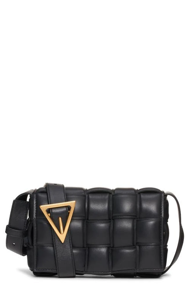 Bottega Veneta Small Padded Cassette Intrecciato Leather Crossbody Bag in Black-Gold at Nordstrom