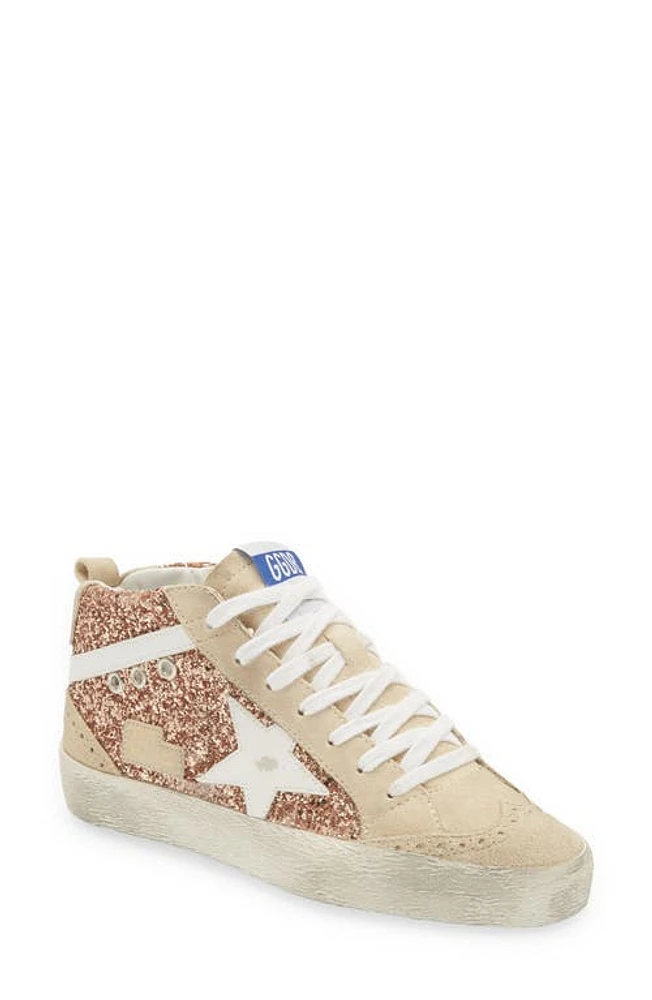 Golden Goose Mid Star Glitter Sneaker Peach/Pearl/White at Nordstrom,